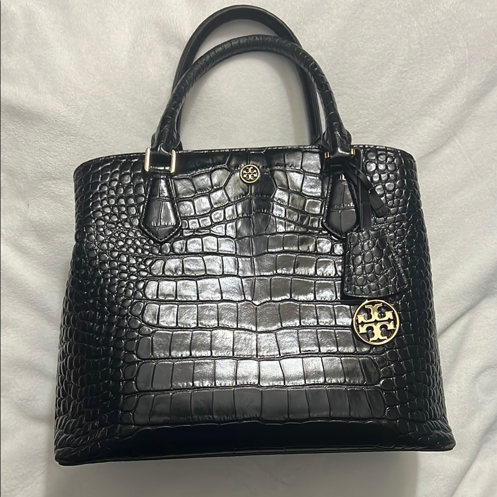 Tory Burch Black Croc-Embossed Bag